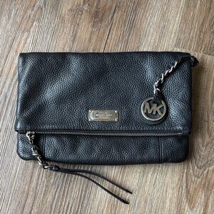 Michael Kors Black Pebbled Leather  Clutch